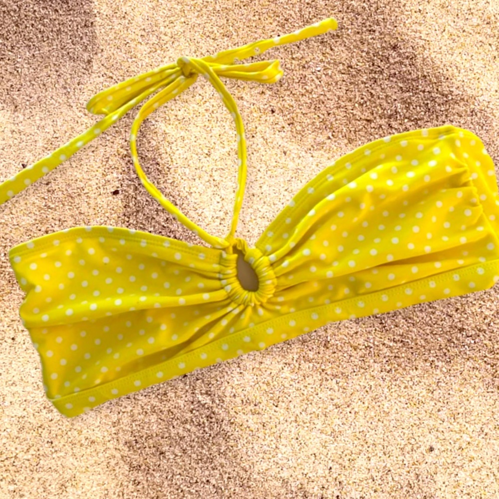 Yellow polka dot bikini top